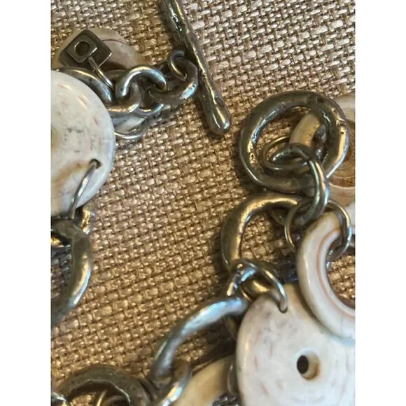 Sterling 925 & Kualia Large Hole Shell Bracelet from Papau New Guinea ~AMAZING